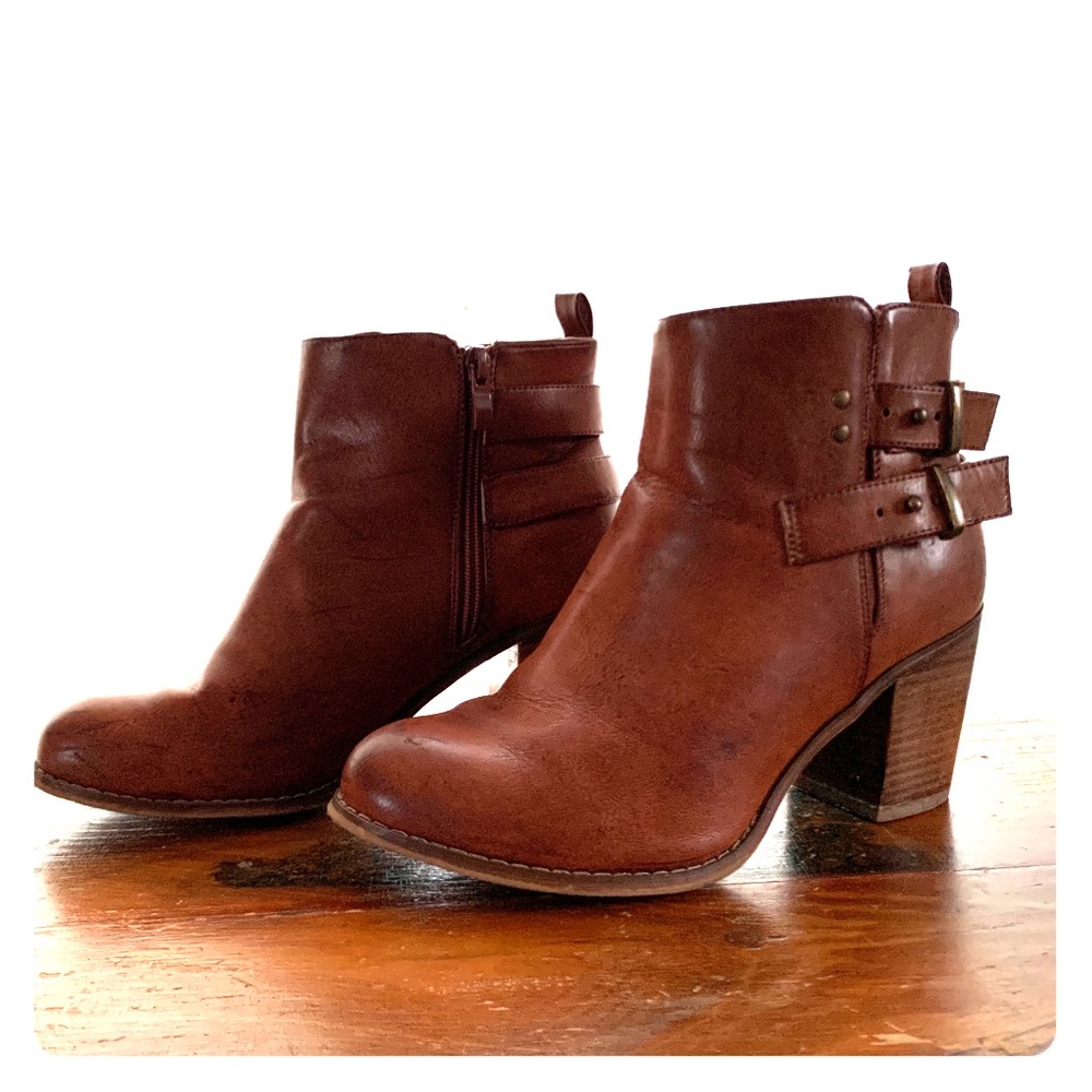 Brown Leather Booties Size 8.5